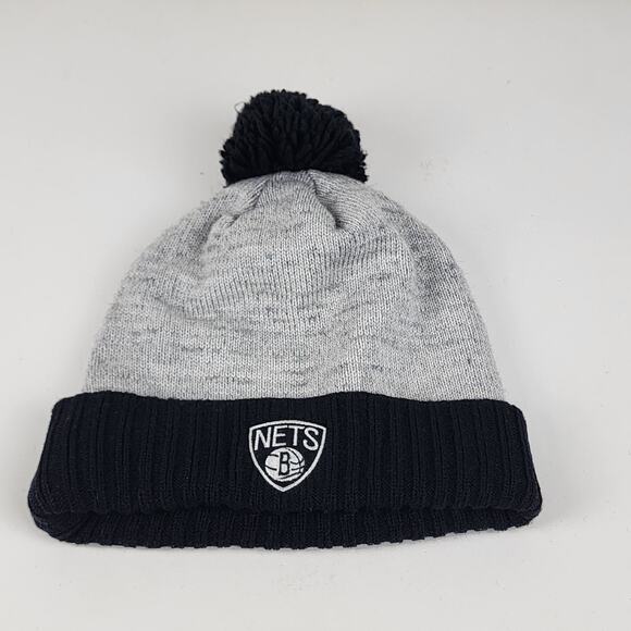 NBA Brooklyn Nets Mitchell & Ness Winter Ski Hat Cuffed Pom Beanie - Picture 1 of 10